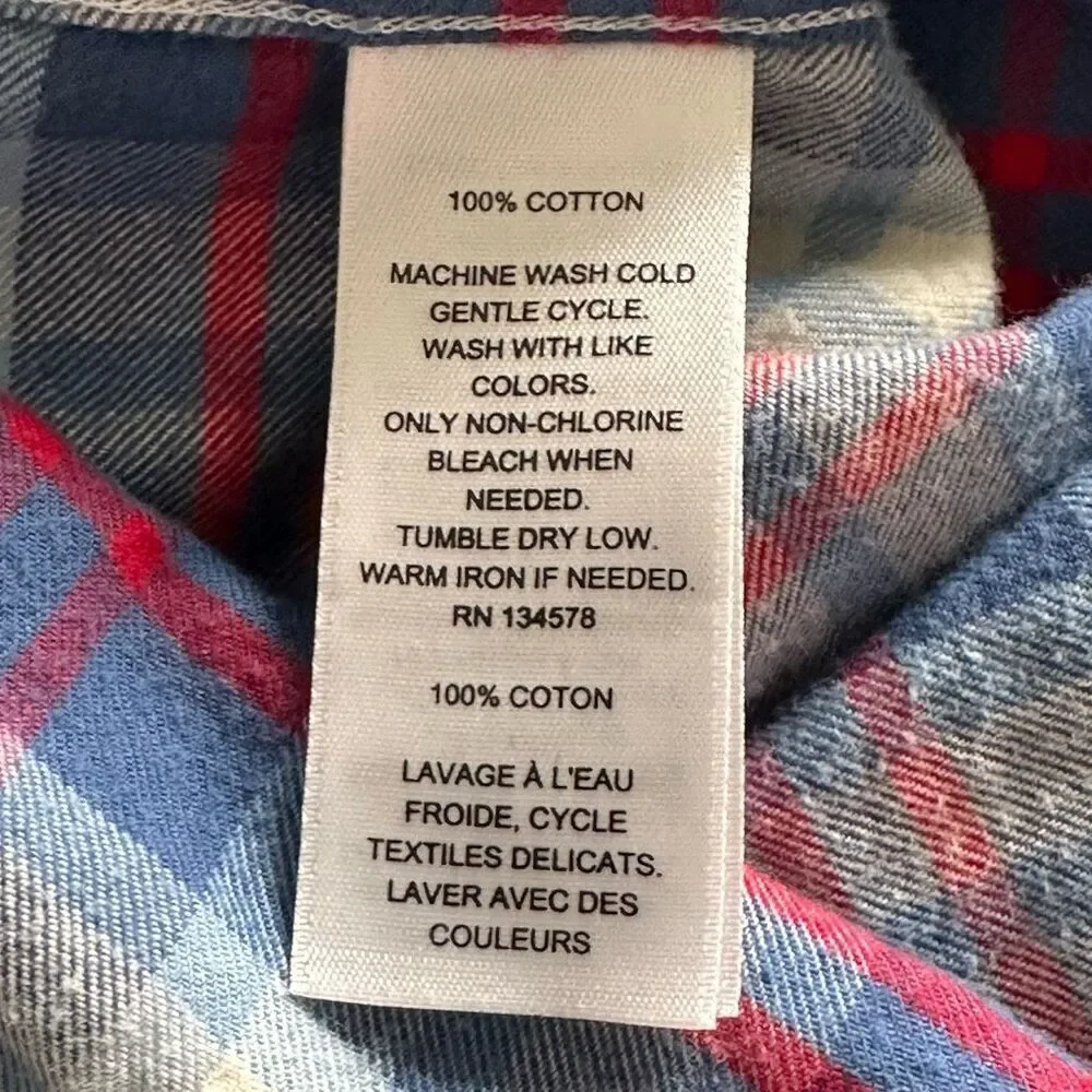 Vineyard Vines Plaid Flannel‎ Shirt Boys L Red/Navy/White Preppy Fall Classic